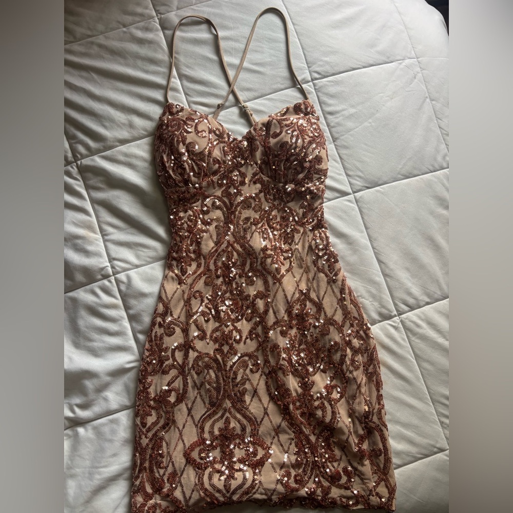 Windsor Champagne and Metallic Pink dress